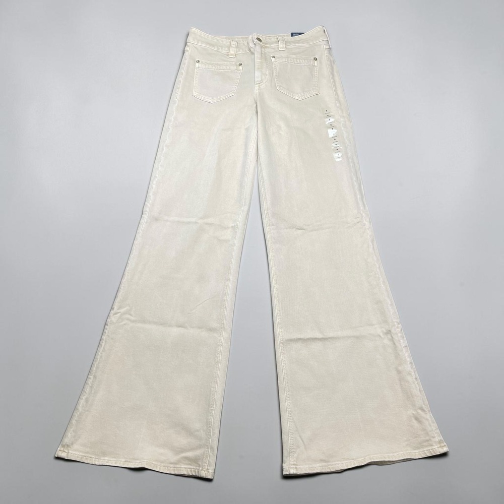 American Eagle Outfitters Cream Wide-Leg Flare Jeans